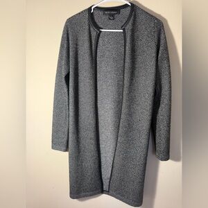 Ralph Lauren Black and White Cashmere and Leather Sweater Coat